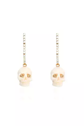 Blush Carved Coral Skulls on Diamond Hinge Sticks