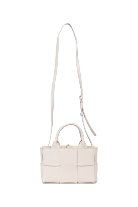 Bottega Veneta White Leather Mini Arco Tote with Strap