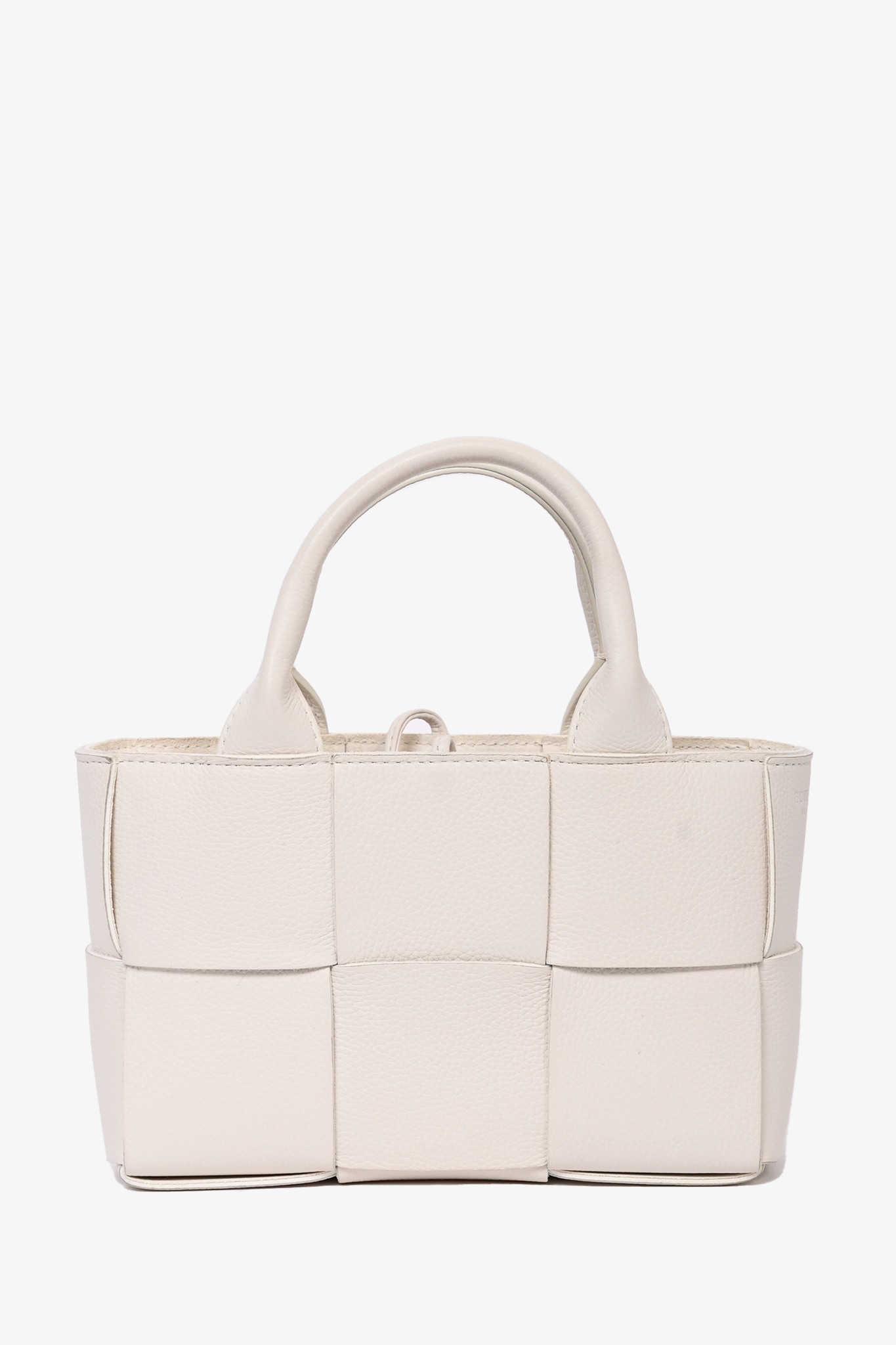 Bottega Veneta White Leather Mini Arco Tote with Strap