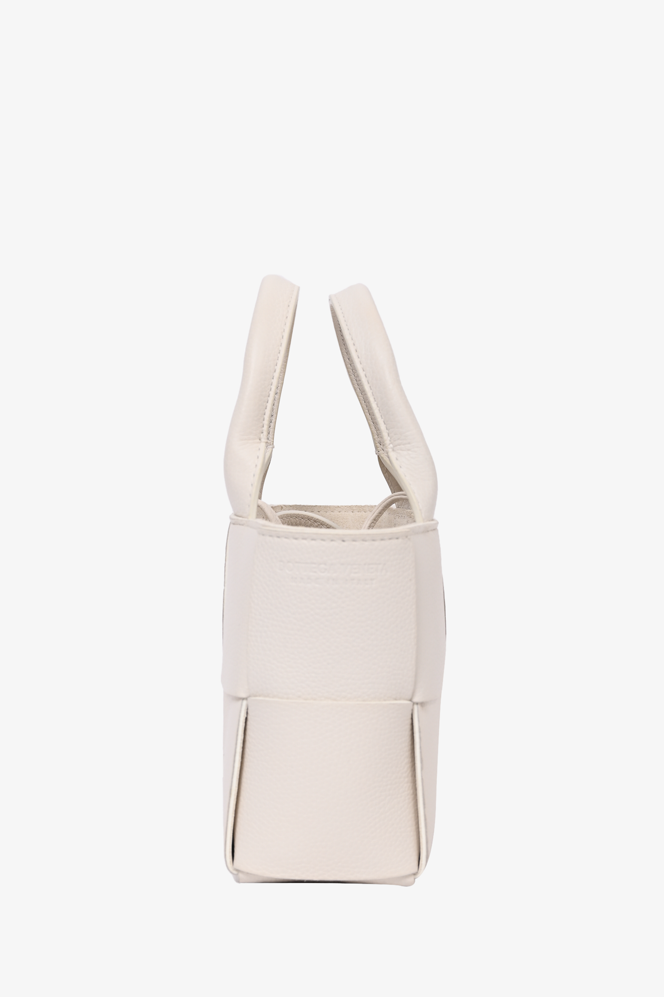 Bottega Veneta White Leather Mini Arco Tote with Strap