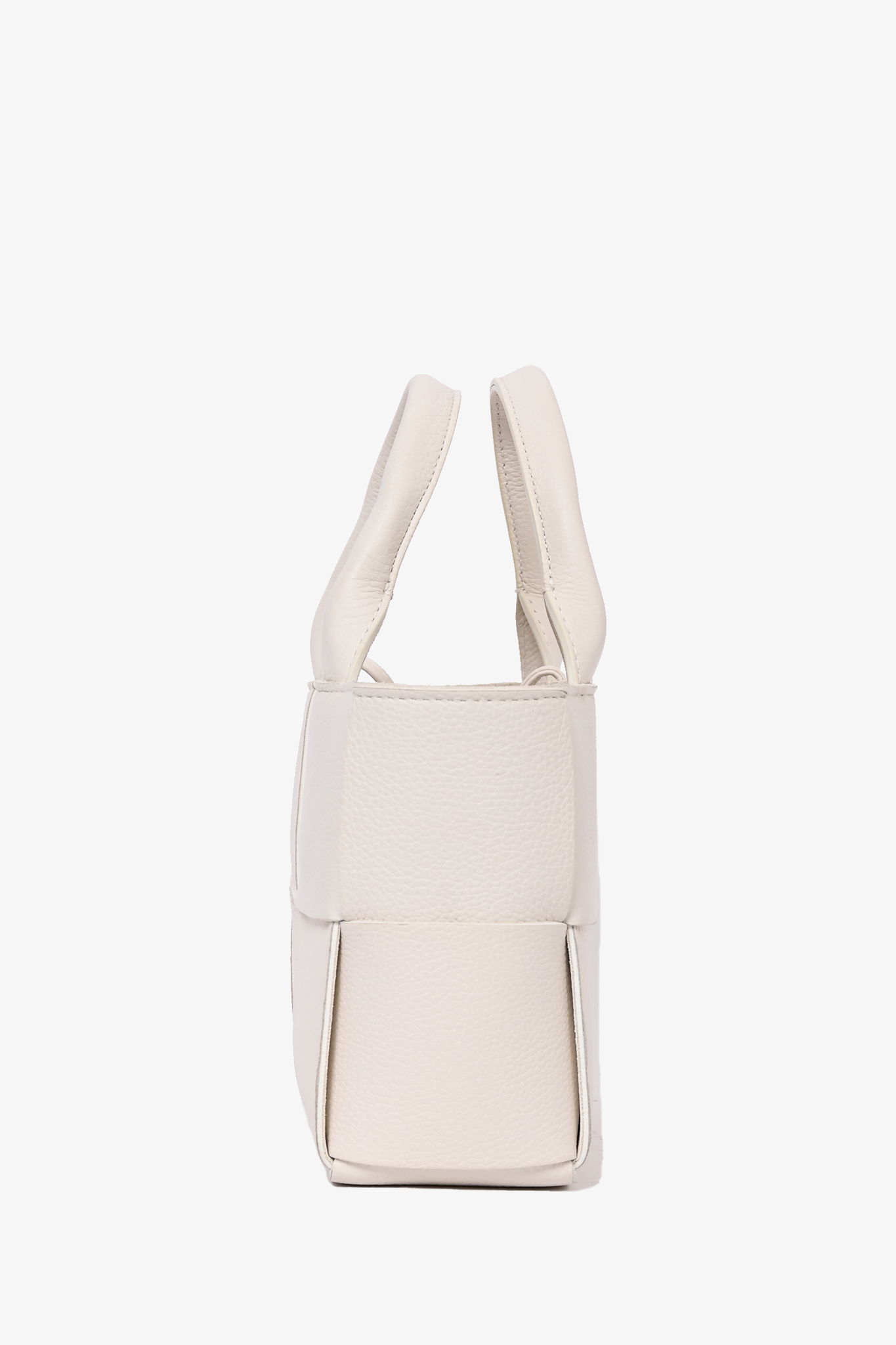 Bottega Veneta White Leather Mini Arco Tote with Strap