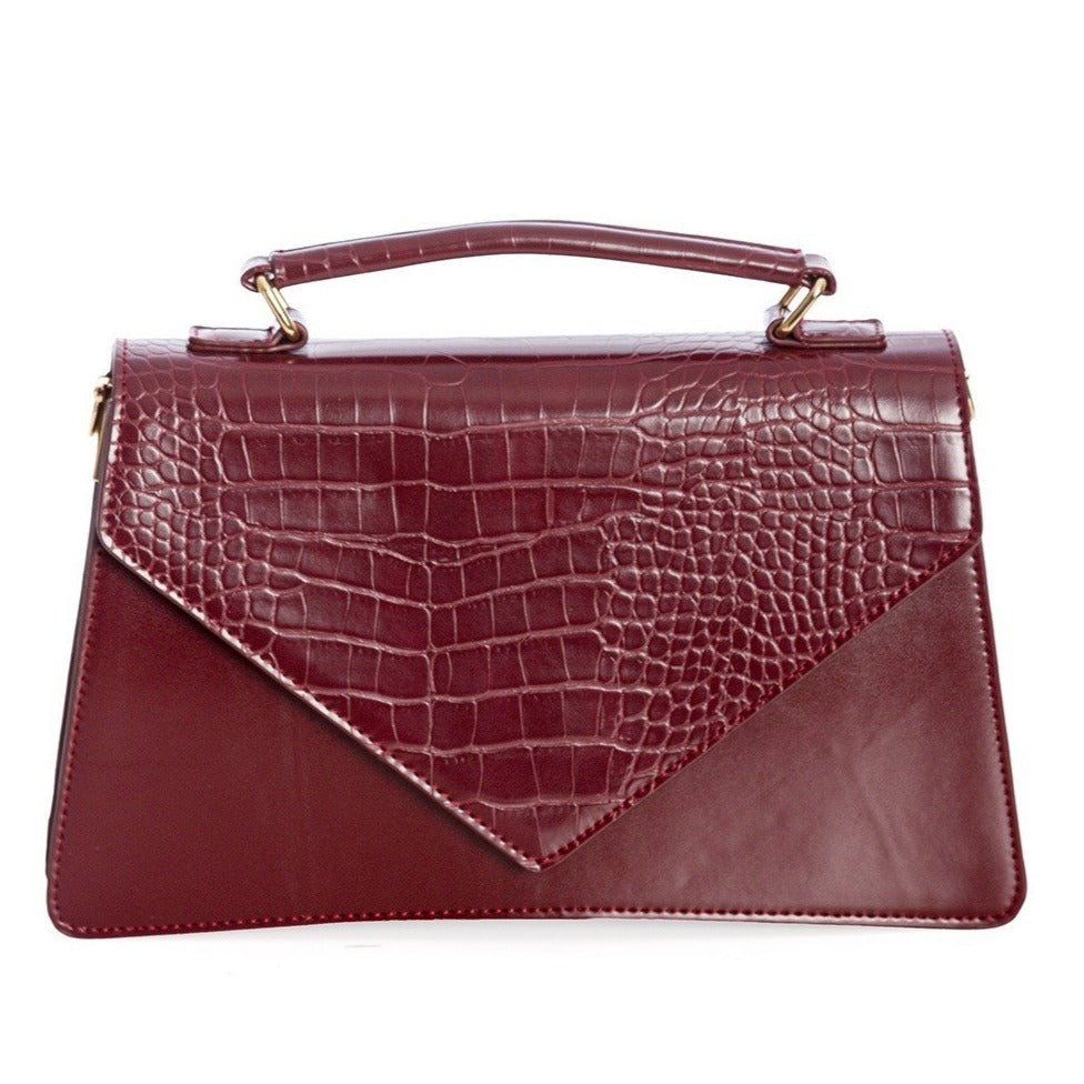 Brown Retro Crocodile Print Handbag