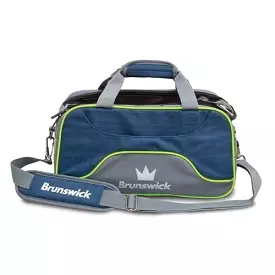 Brunswick Crown Deluxe Double Tote Navy Lime Bowling Bag