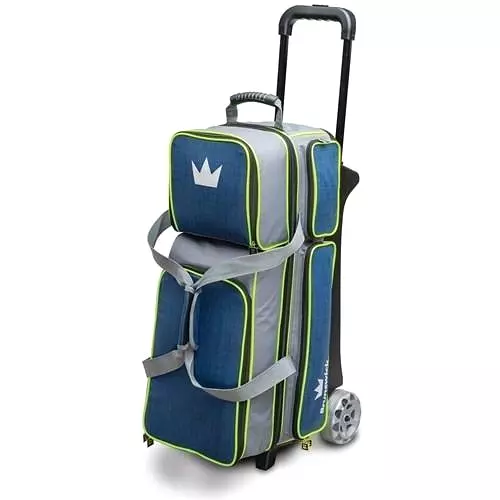 Brunswick Crown Deluxe Triple Roller Navy Lime Bowling Bag