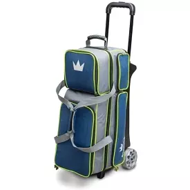 Brunswick Crown Deluxe Triple Roller Navy Lime Bowling Bag