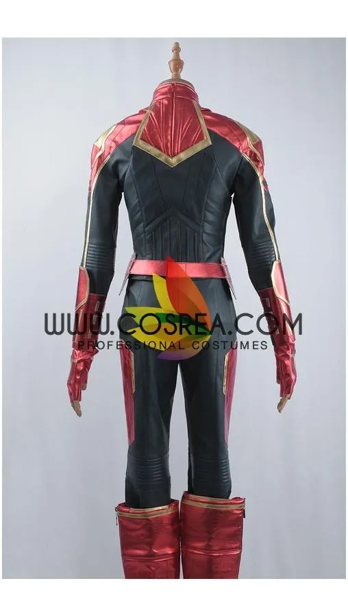 Captain Marvel Metallic Navy PU Leather Cosplay Costume