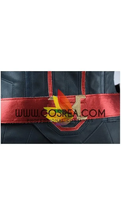 Captain Marvel Metallic Navy PU Leather Cosplay Costume