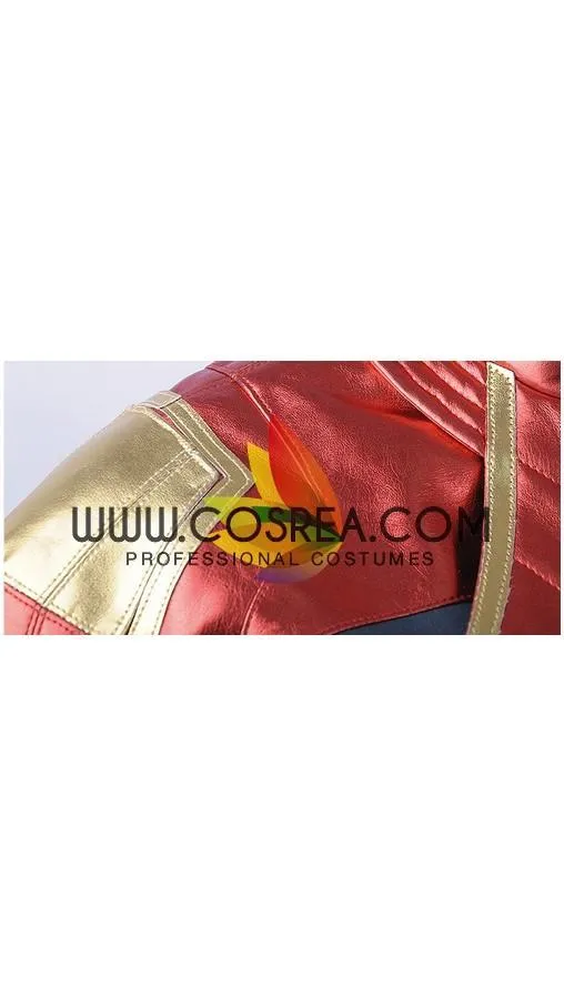 Captain Marvel Metallic Navy PU Leather Cosplay Costume