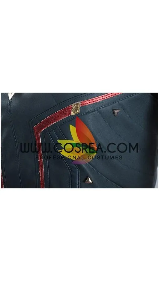 Captain Marvel Metallic Navy PU Leather Cosplay Costume