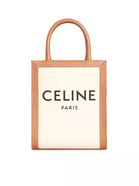 CELINE VERTICAL MINI CABAS BAG IN CELINE PRINT CANVAS & CALFSKIN