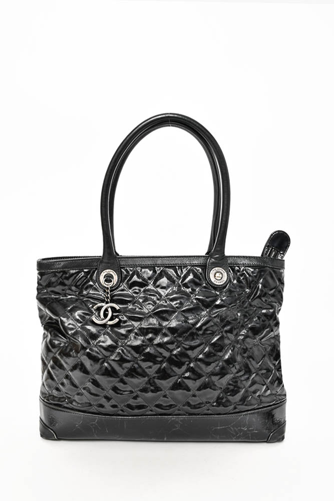 Chanel Black Quilted Patent Leather 31 Rue Cambon Tote Bag