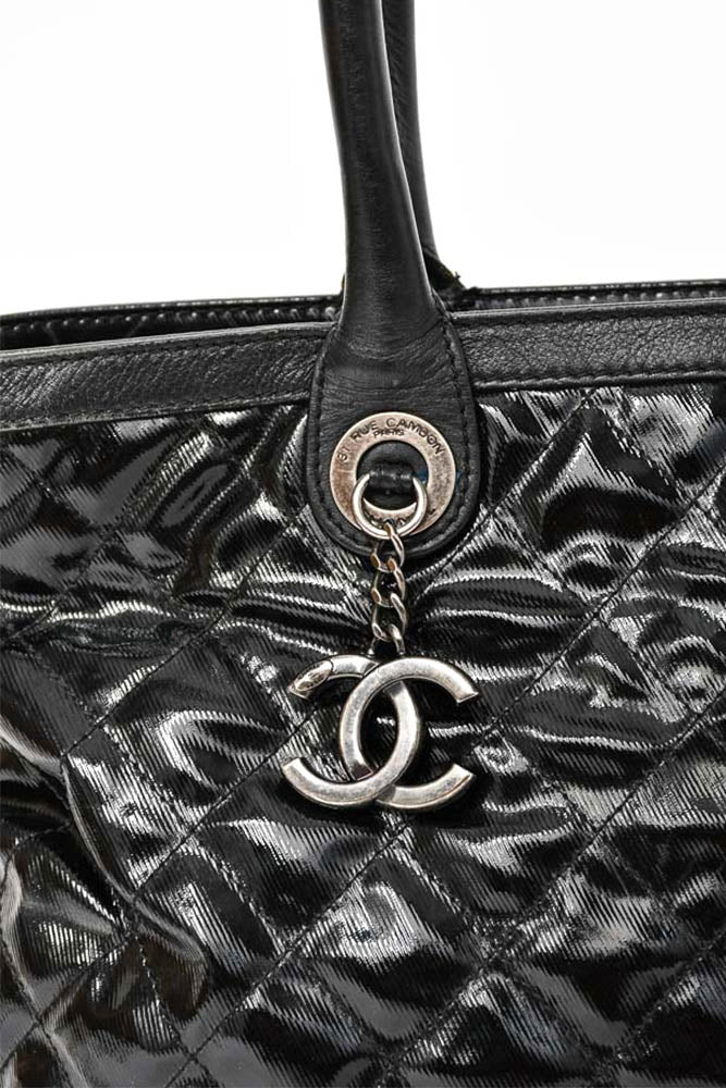 Chanel Black Quilted Patent Leather 31 Rue Cambon Tote Bag