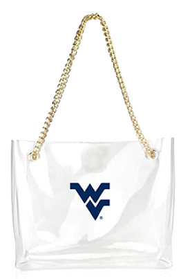 CLEAR HAND BAG WITH GOLD CHAIN