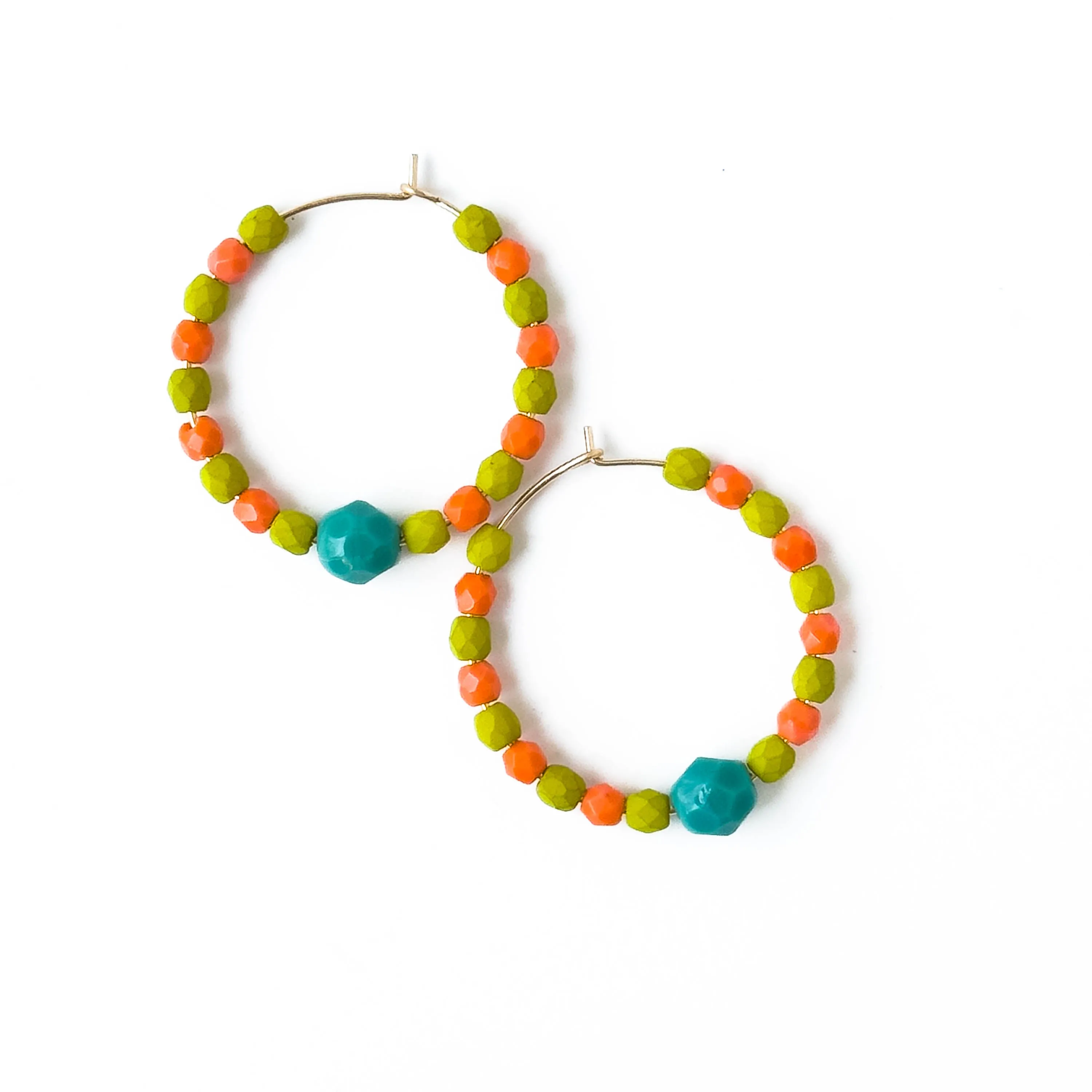 Colorful Gold Filled Hoops with Beads