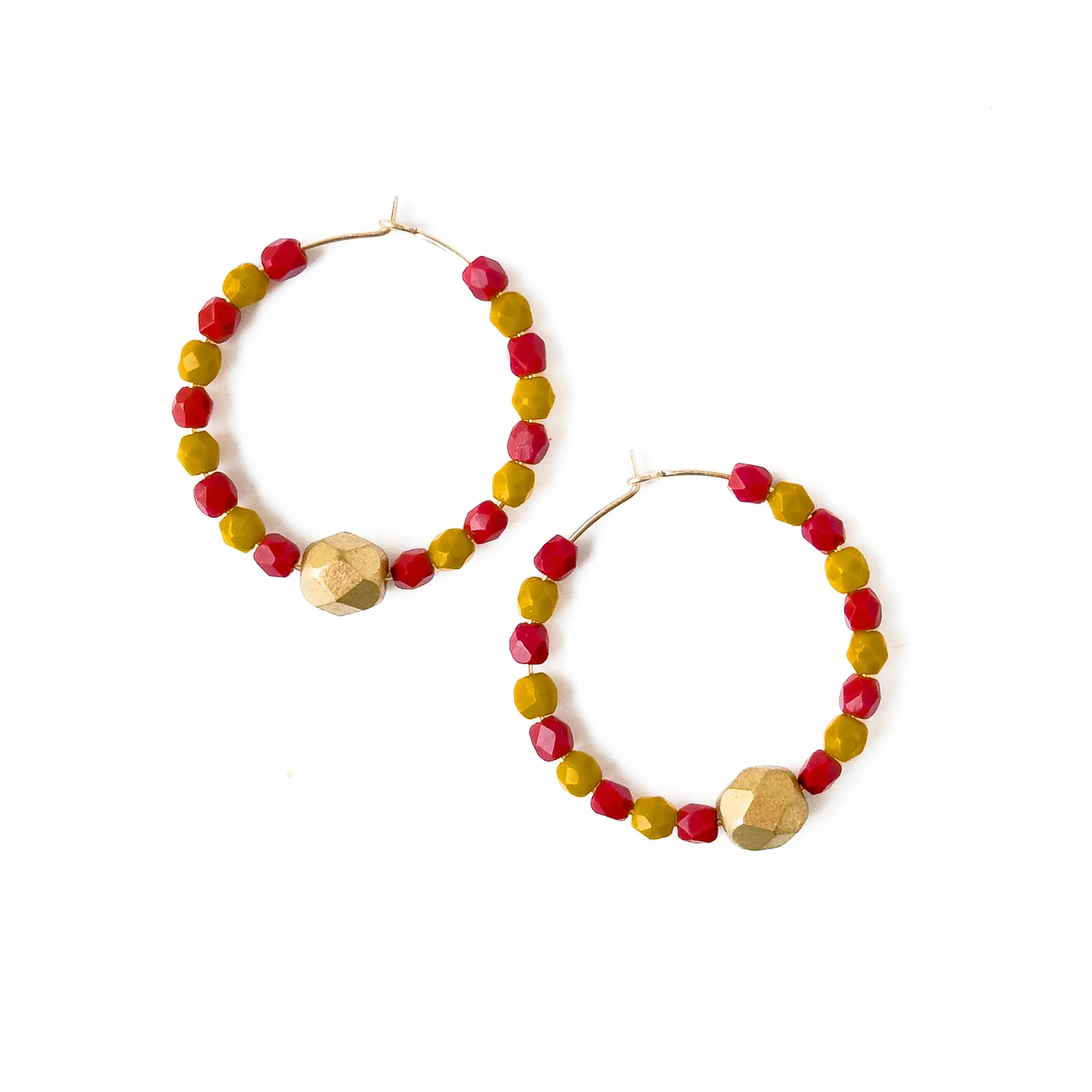 Colorful Gold Filled Hoops with Beads