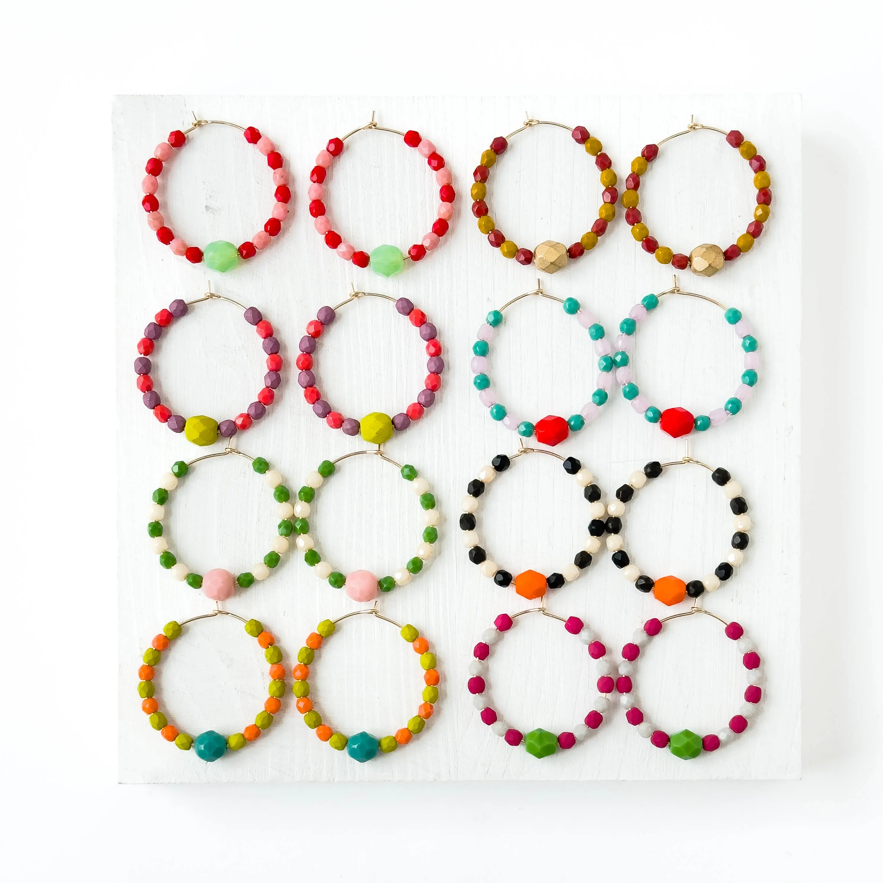 Colorful Gold Filled Hoops with Beads