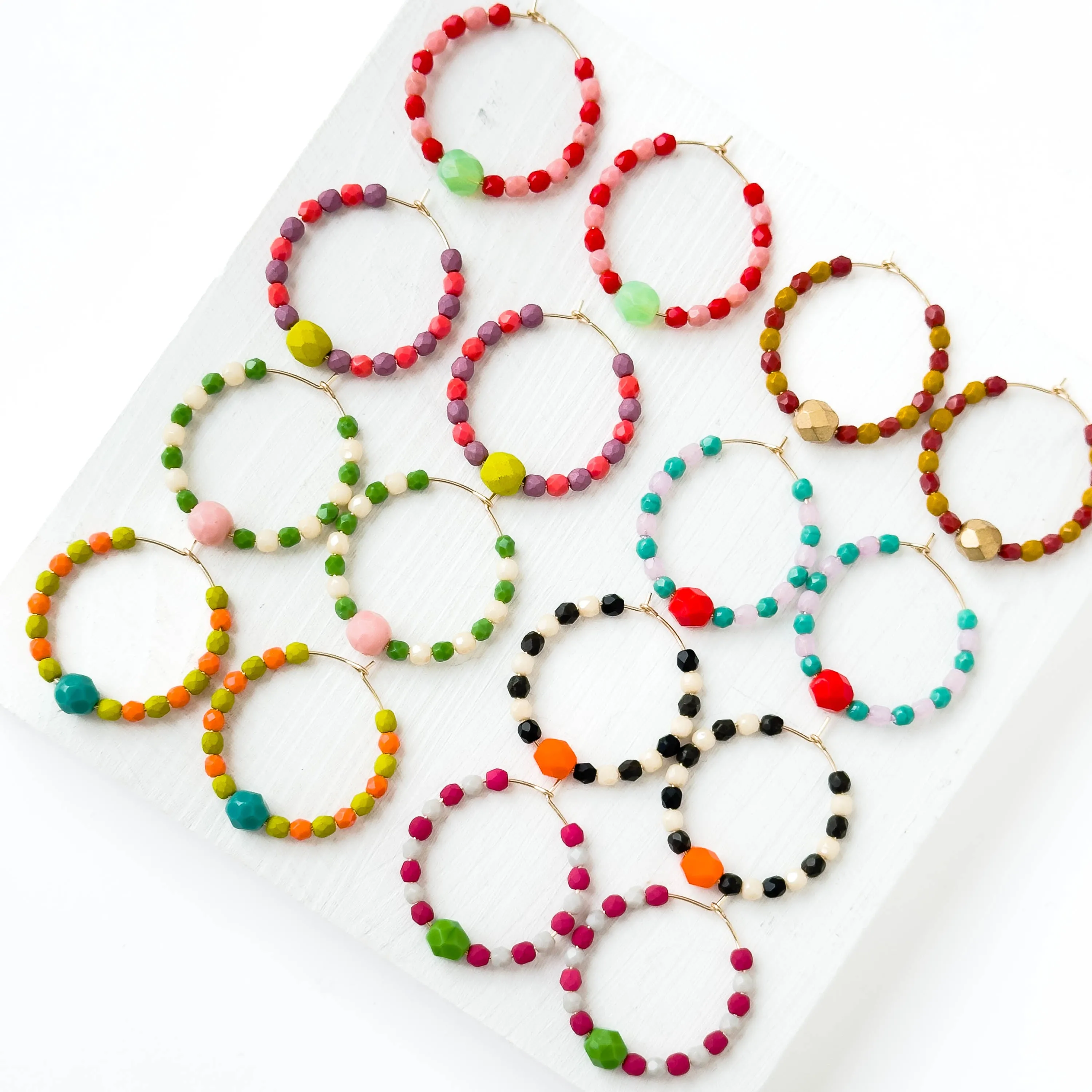 Colorful Gold Filled Hoops with Beads