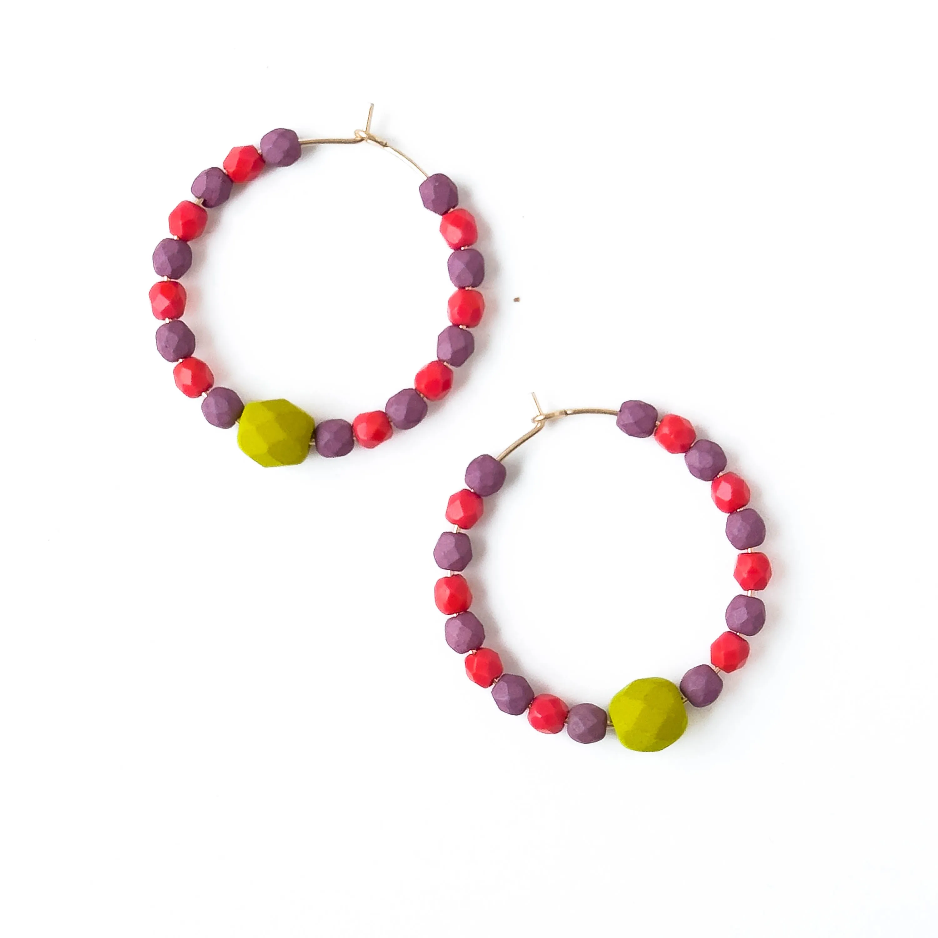 Colorful Gold Filled Hoops with Beads