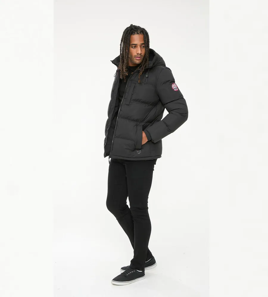 D555 Mens Quilted Puffer Jacket With Half Micro Fleece Lining and Hood (DOMENIC)