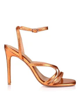 Dagger Stiletto Heels - Orange Metallic Leather