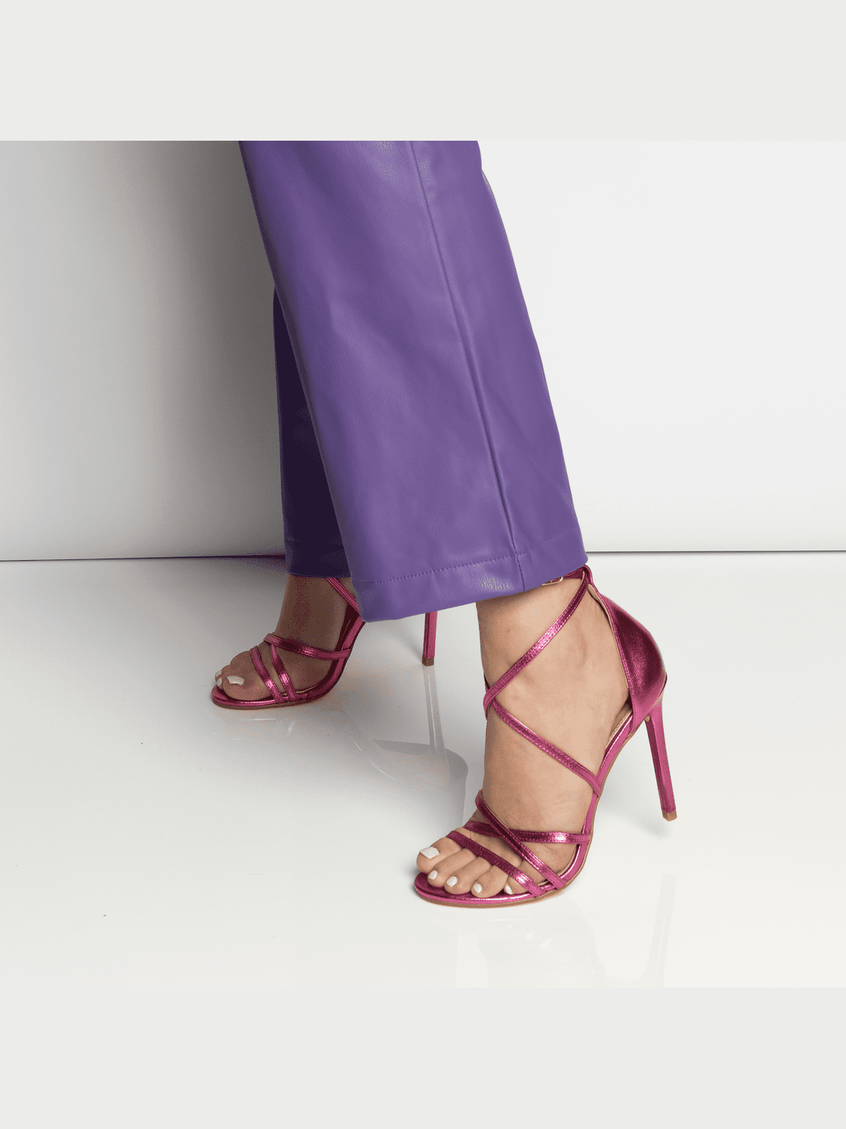 Danger Stiletto Heels - Hot Pink Metallic