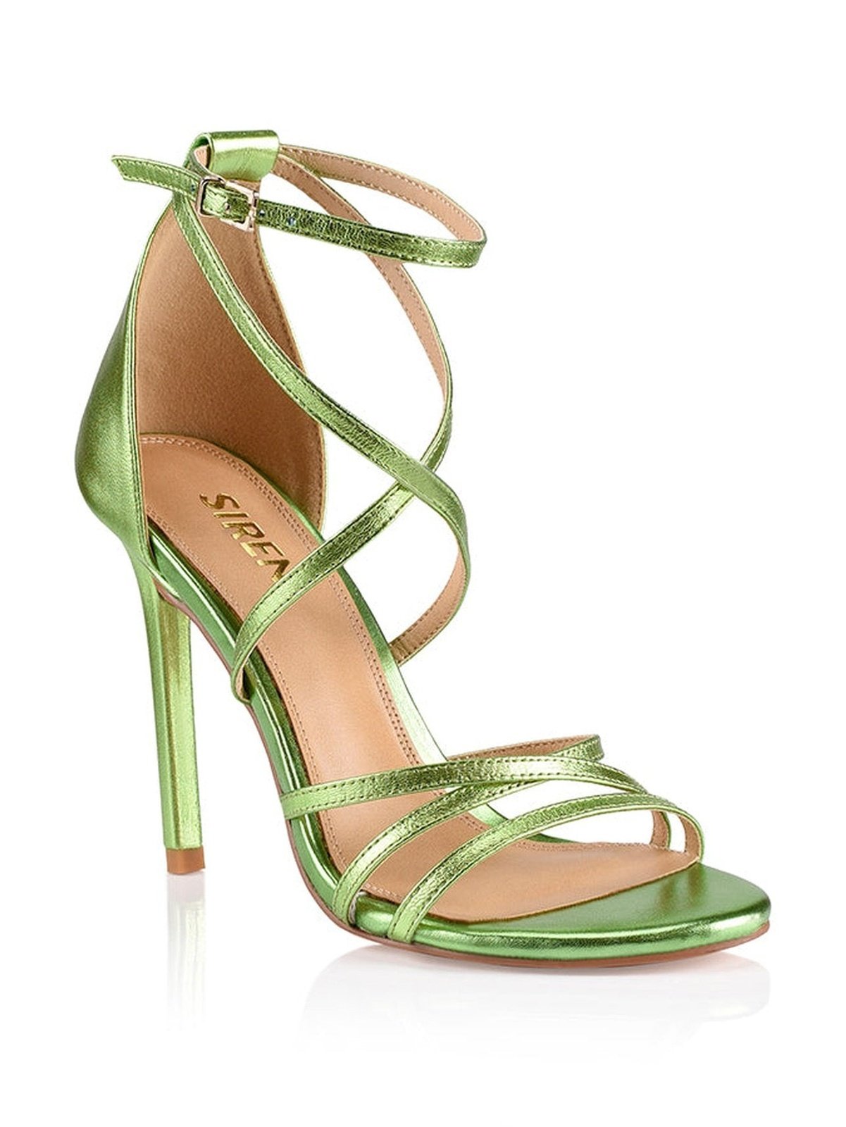 Danger Stiletto Heels - Lime Green Metallic Leather