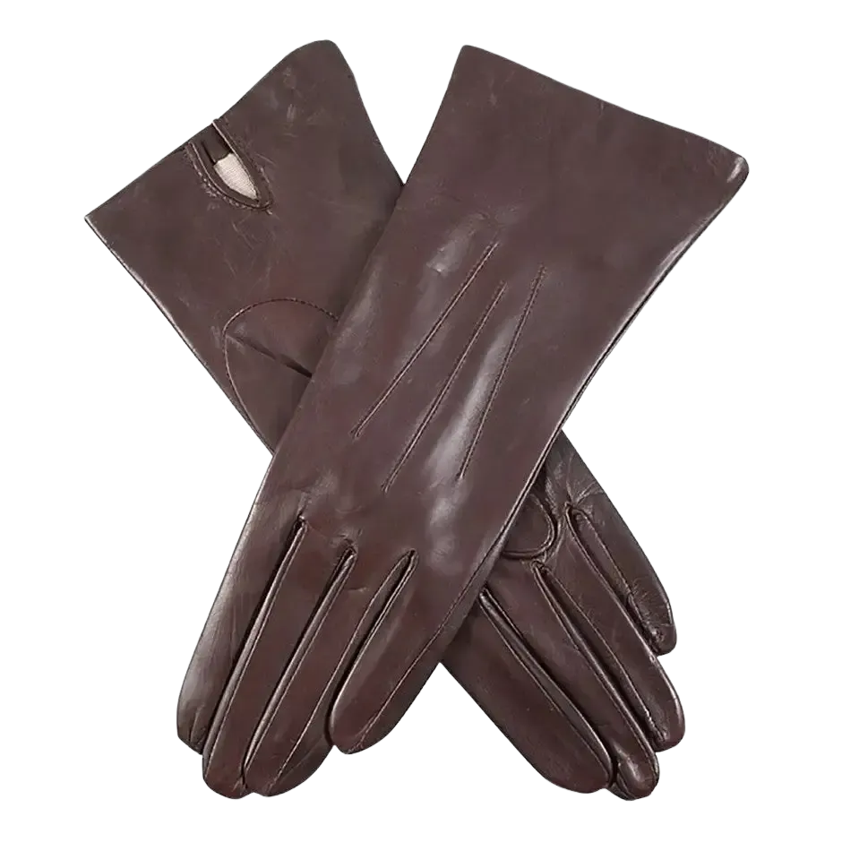 Dents Felicity Silk Lined Hairsheep Leather Gloves in Mocca