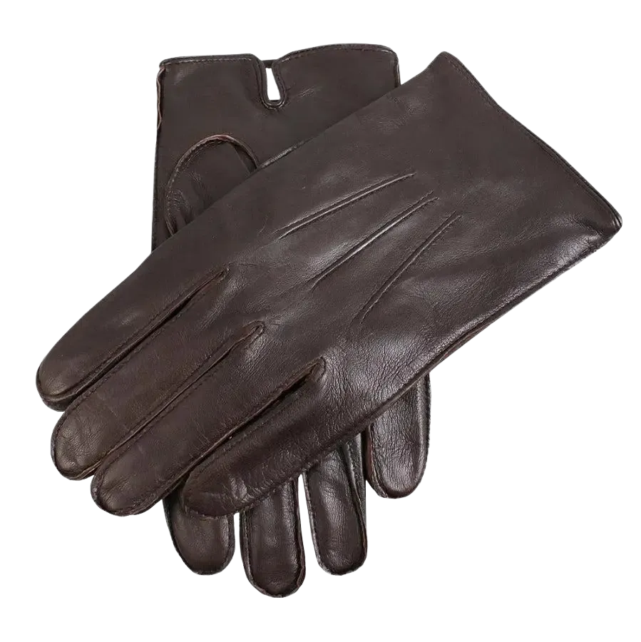 Dents Fleece Lined Leather Gloves in Brown