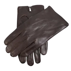 Dents Fleece Lined Leather Gloves in Brown