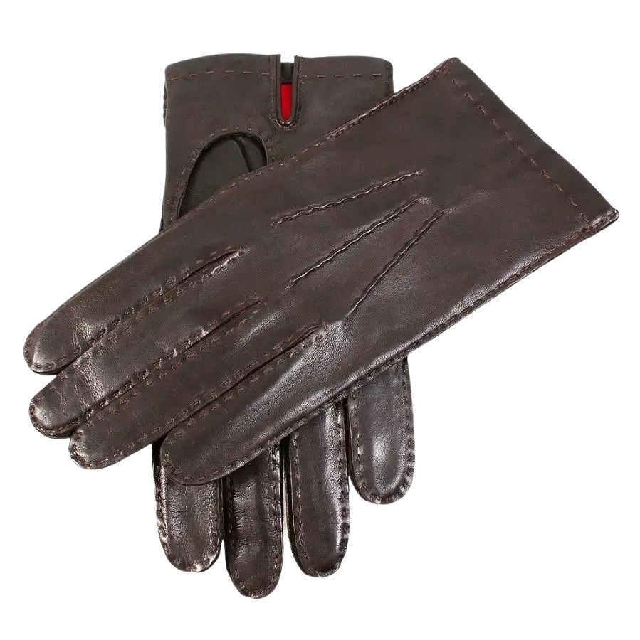 Dents Silk Lined Leather Gloves in Brown