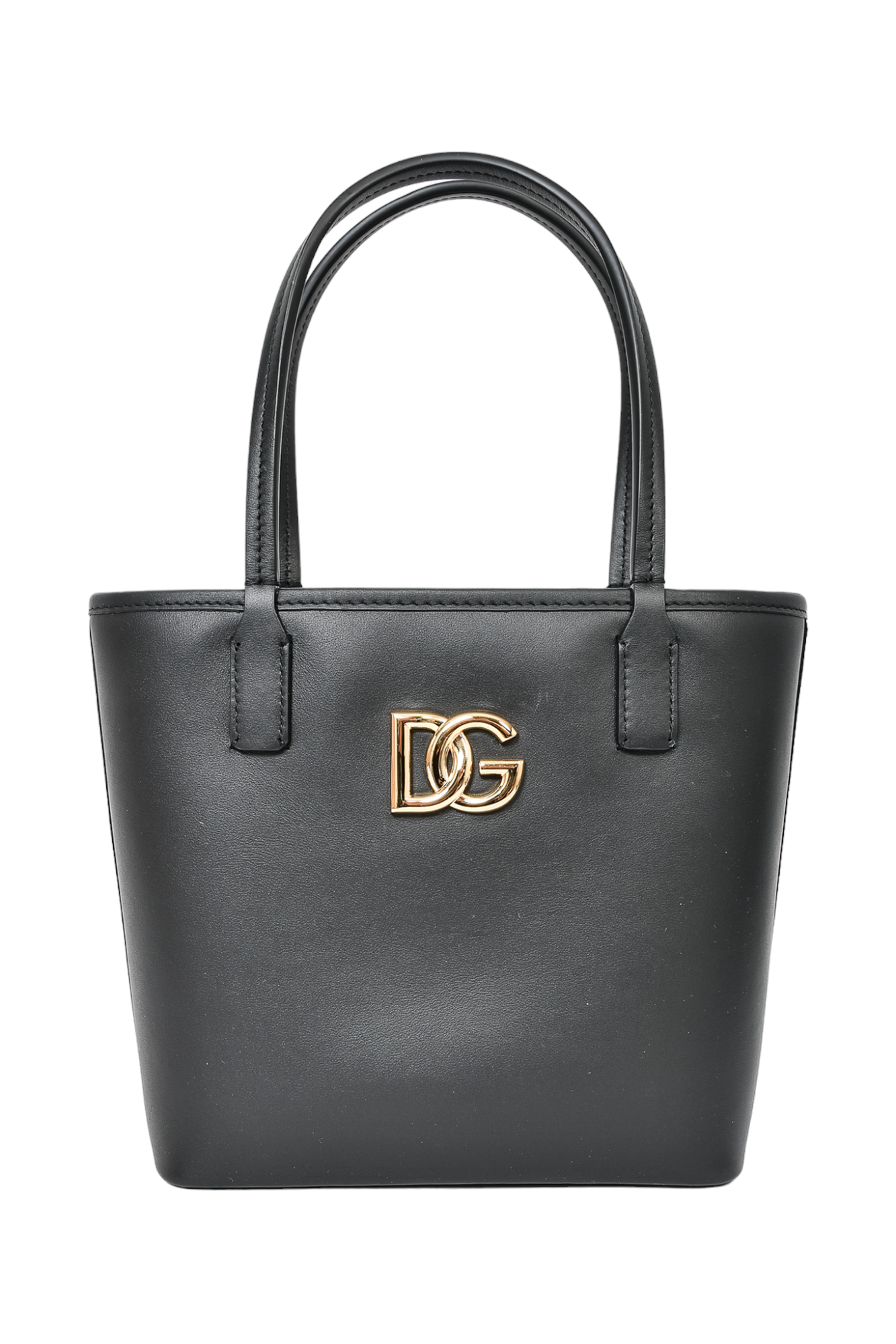 Dolce & Gabbana Black Leather Mini Shopper Tote w/ Pouch