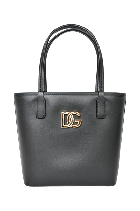 Dolce & Gabbana Black Leather Mini Shopper Tote w/ Pouch