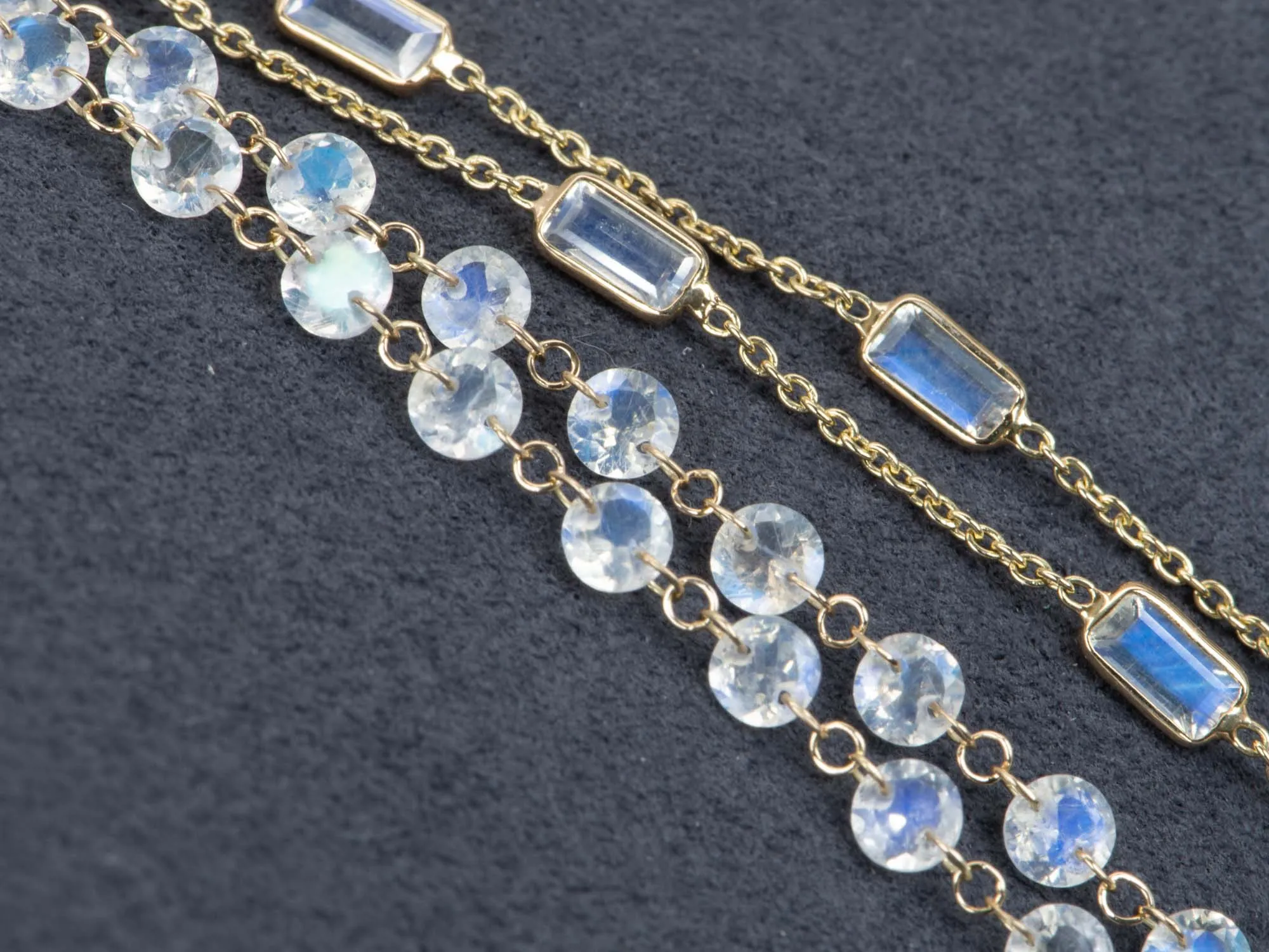 Drilled Rainbow Moonstone Dainty Necklace 14K Gold 16 Perfect for Layering R4153