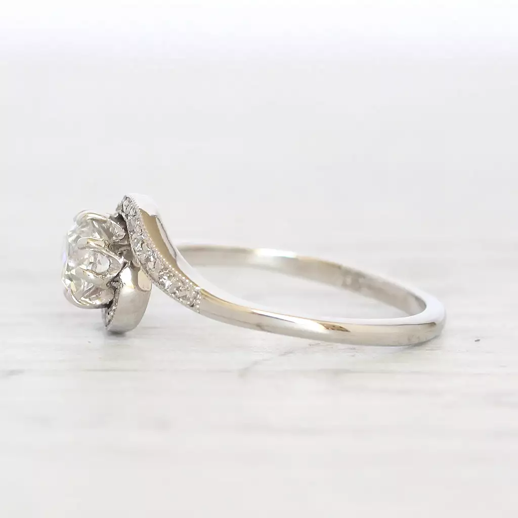 Edwardian 0.55 Carat Old European Cut Diamond Twist Solitaire