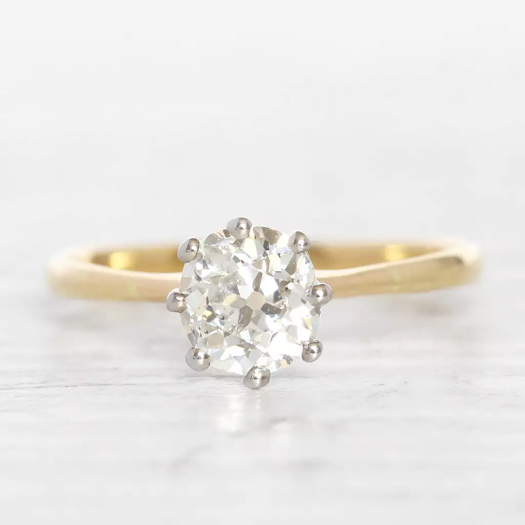 Edwardian 0.85 Carat Old Mine Cut Diamond Solitaire