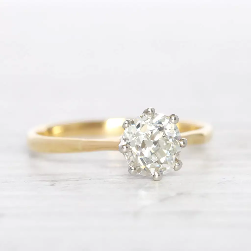 Edwardian 0.85 Carat Old Mine Cut Diamond Solitaire