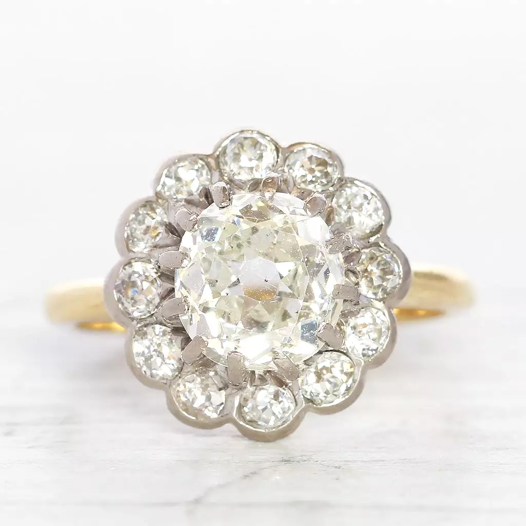 Edwardian 2.40 Carat Old Mine Cut Diamond Cluster