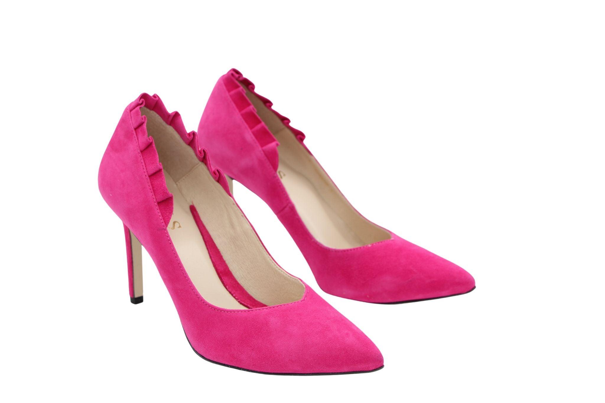 EMIS Pink suede Pointed Toe Shoe with frill