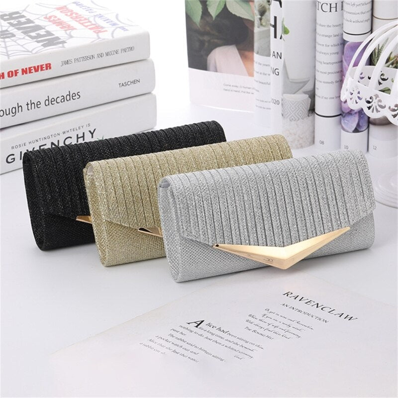 Fashion Women Evening Bag Party Banquet Glitter Bag for Ladies Wedding Clutches Handbag Elegant Shoulder Bag with Chain Purse