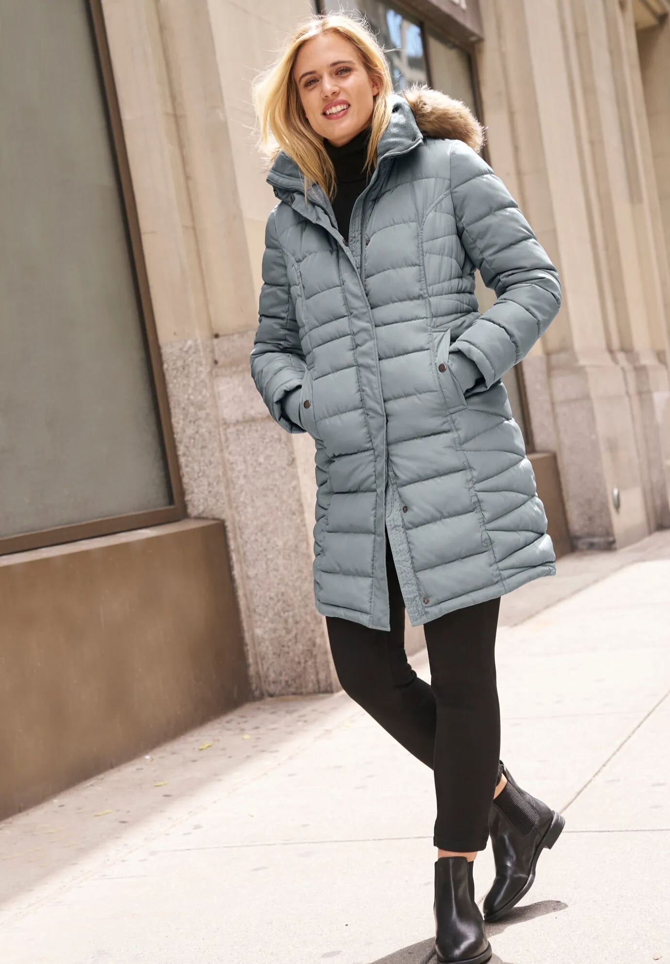 Faux Fur Trim Puffer