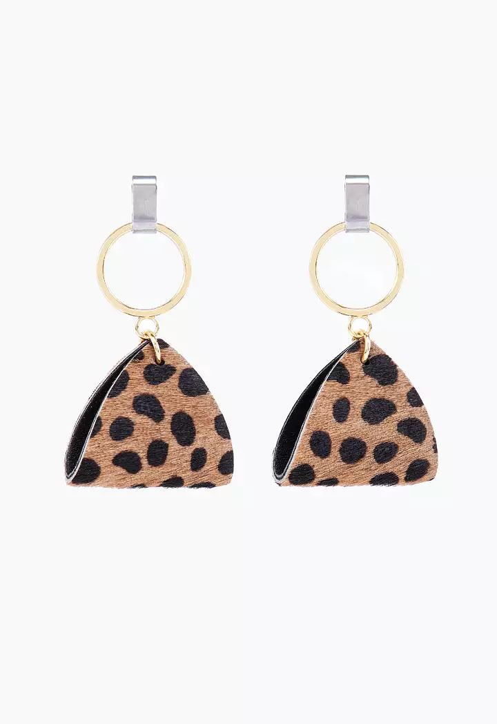 Faux Leather Animal Print Earrings