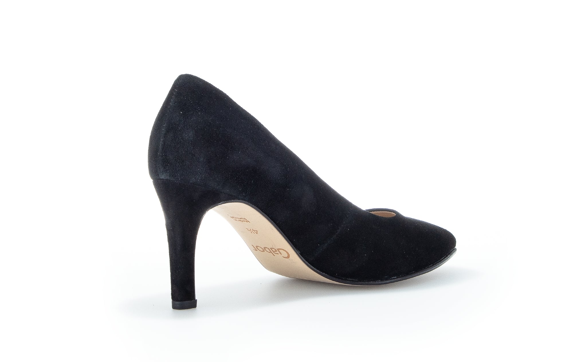 GABOR Black Suede Pointed Toe Court Shoe