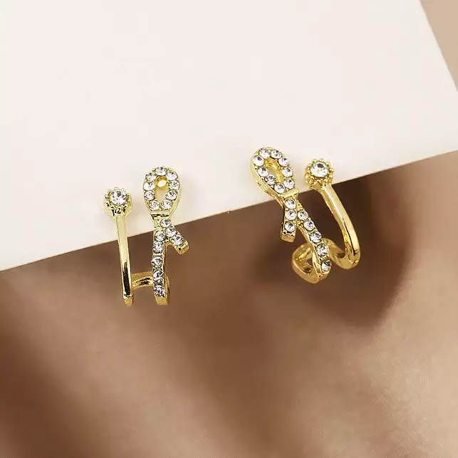 Gold Bling Ribbon Bow Earrings Gifts Korean Jewelry Cubic Womens Accessories Luxury Fashion Dating Party Clubber Elegant Wedding