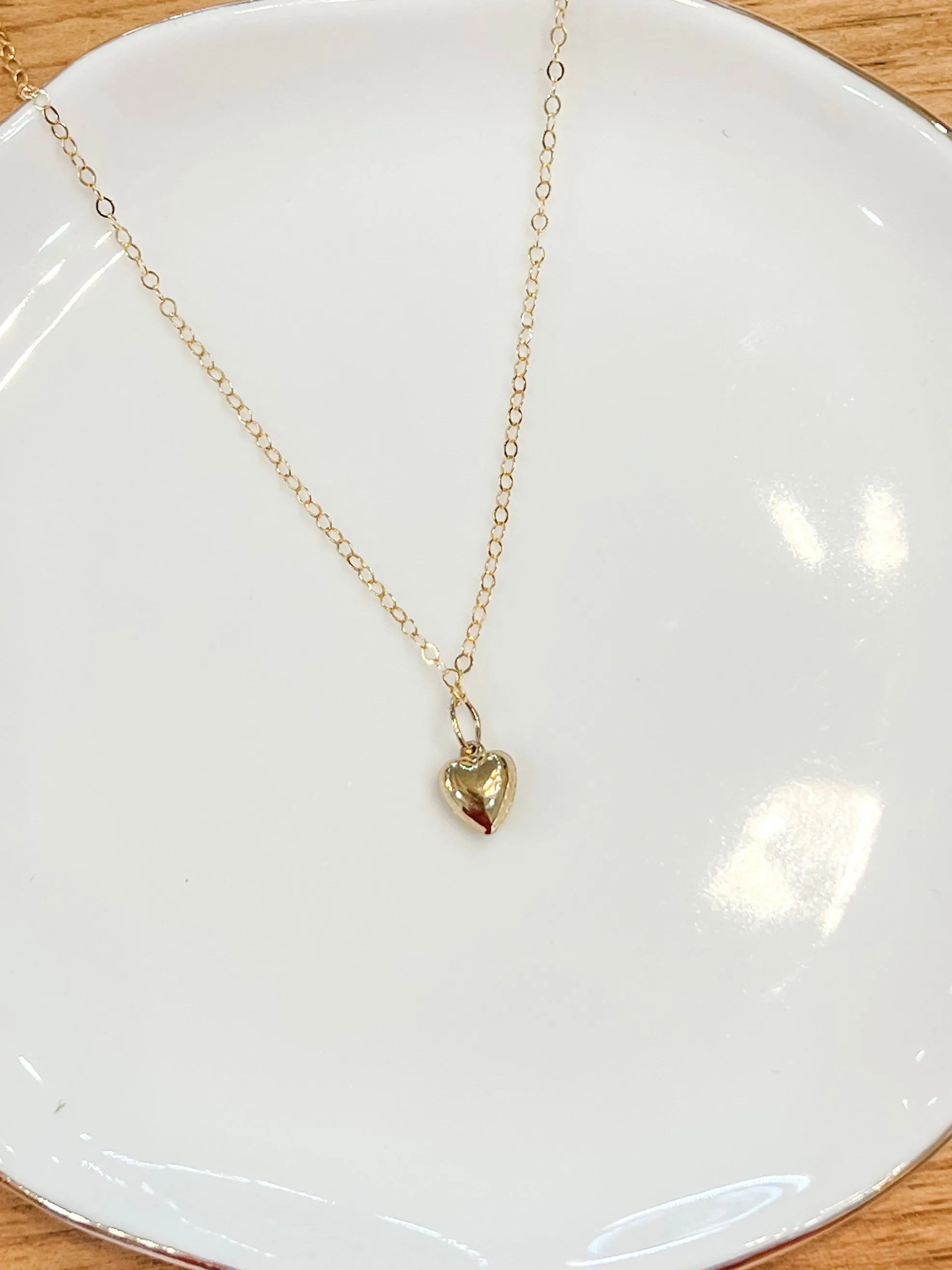 Gold Filled Puffy Heart Necklace