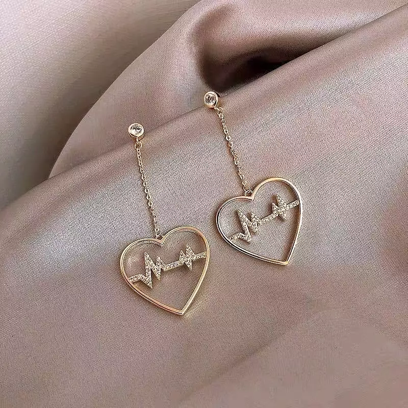 Gold Heartbeat Earrings