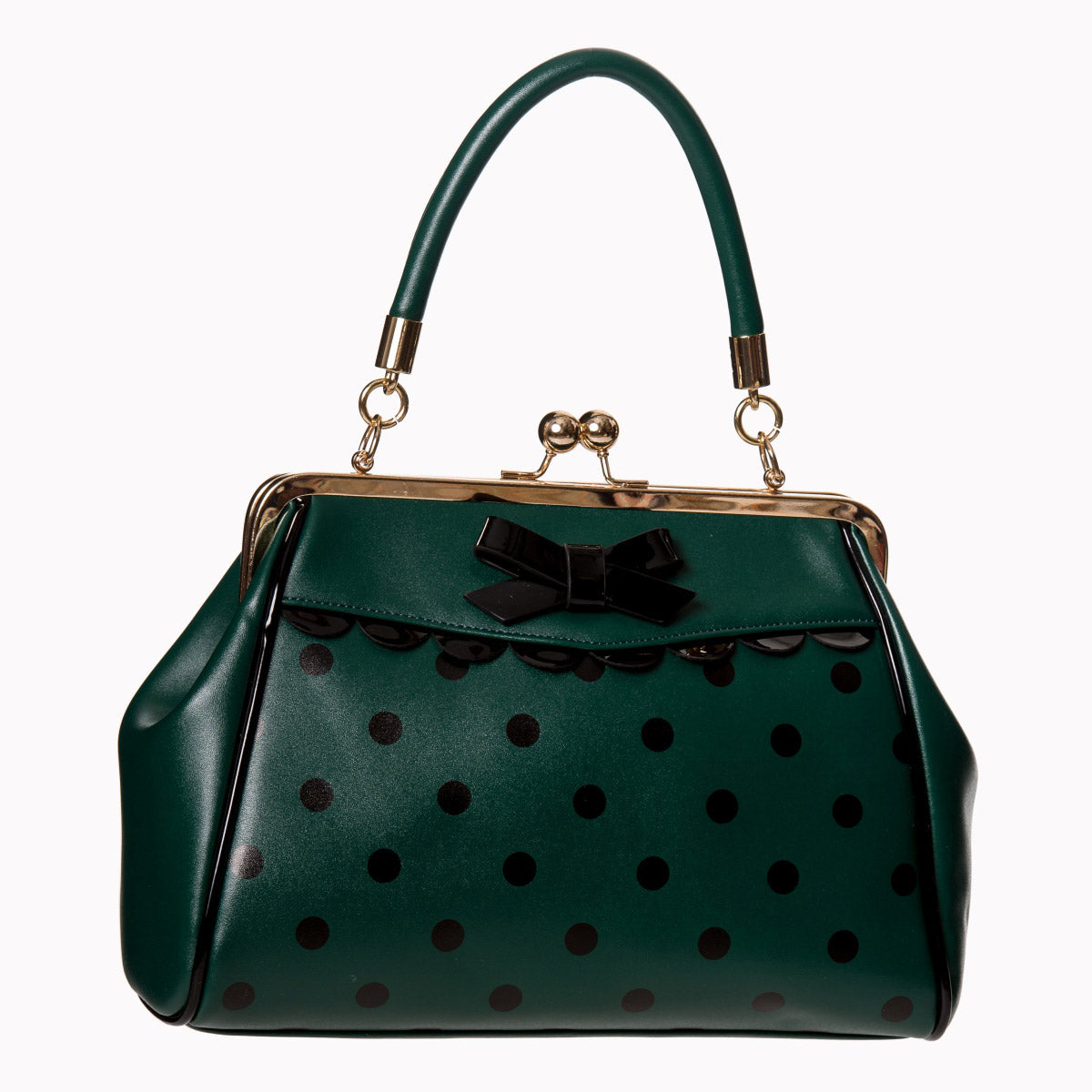 Green and Black Vintage Polka Dot Handbag