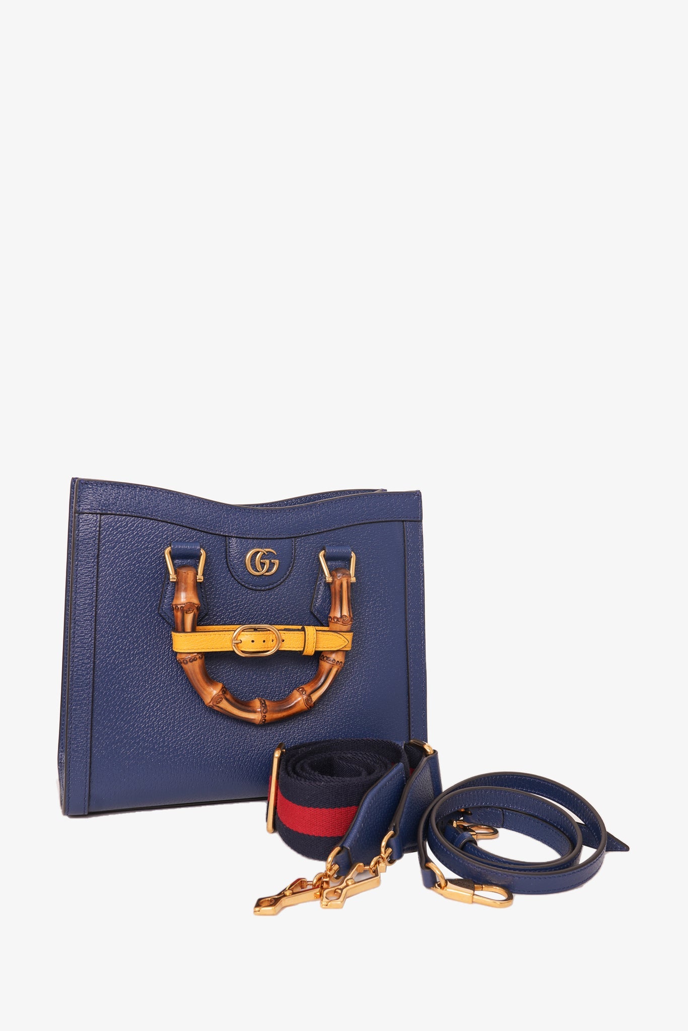 Gucci Blue Leather Diana Small Tote Bag