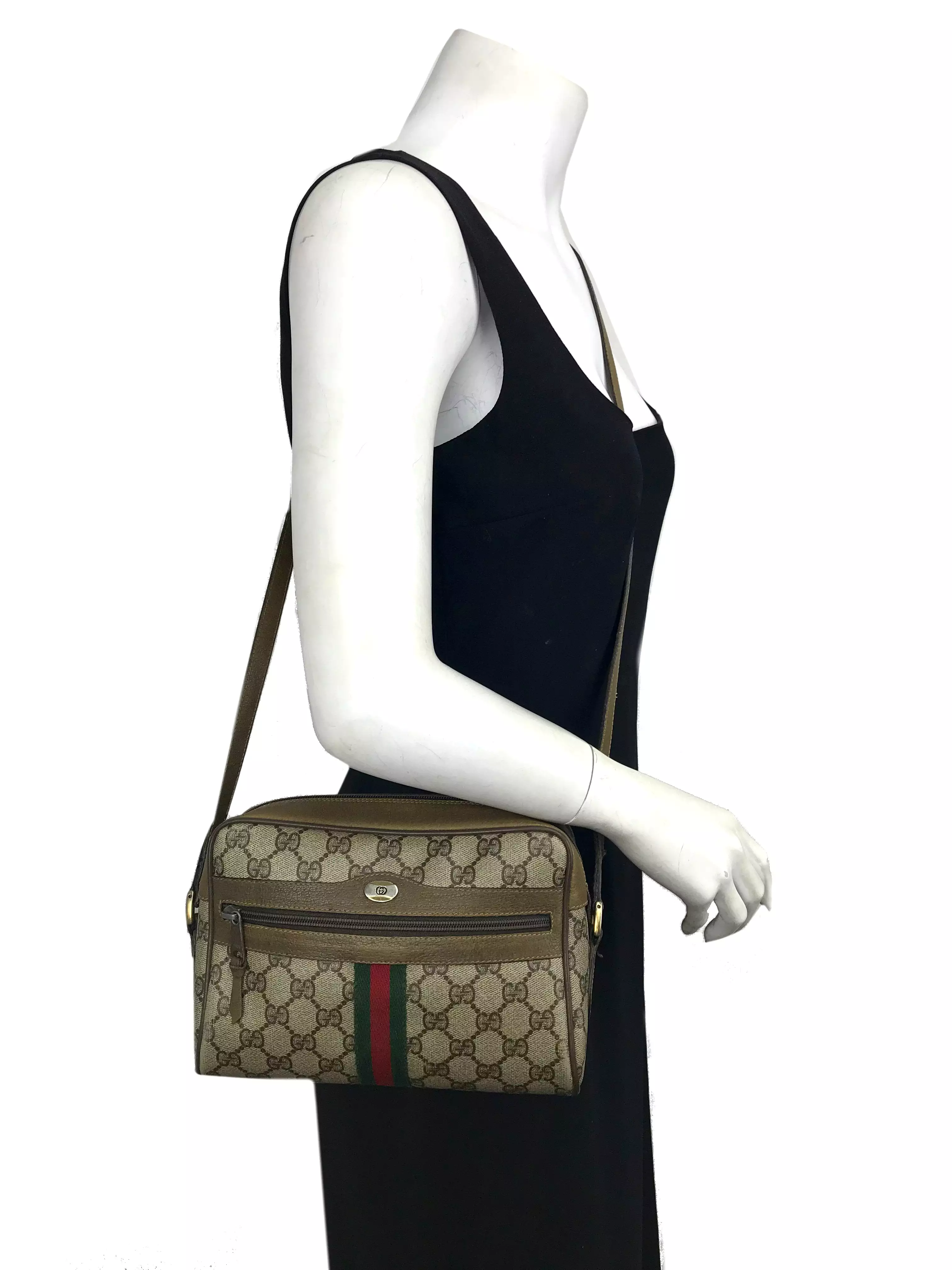 Gucci Monogram Web Camera Crossbody Bag