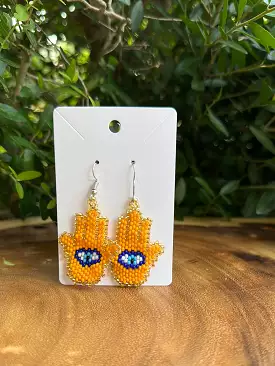 Hamsa huichol earrings