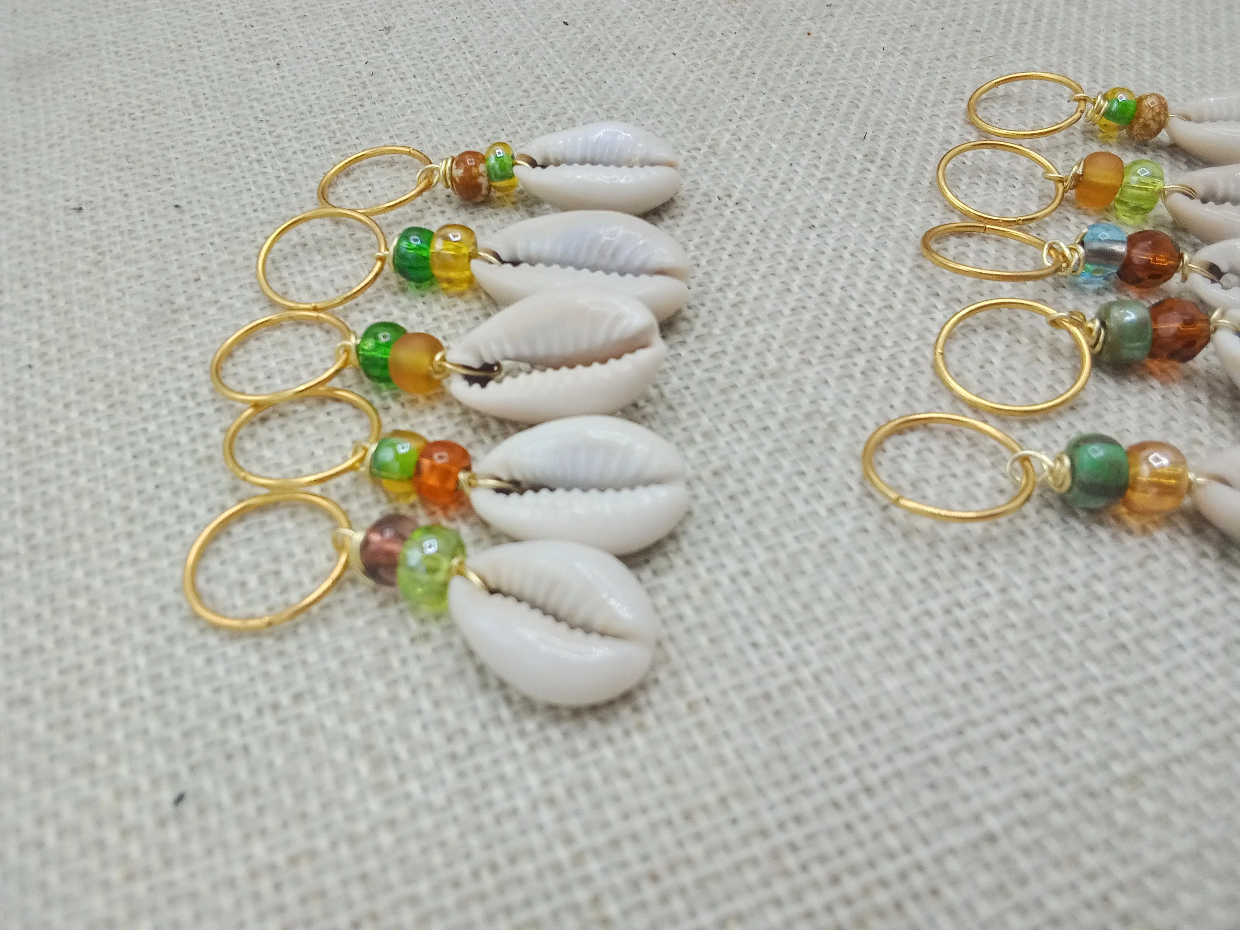 Har Accessories Loc Braids Twist Jewelry Handmade Beaded Glass Gold Ring 10 Set